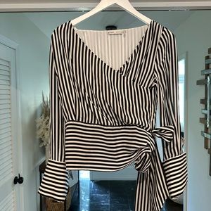 Alice + Olivia Silk Striped Top